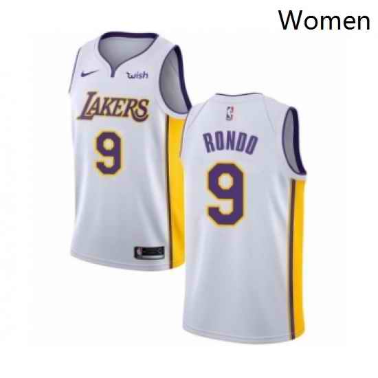 Womens Los Angeles Lakers 9 Rajon Rondo Authentic White Basketball Jersey Association Edition